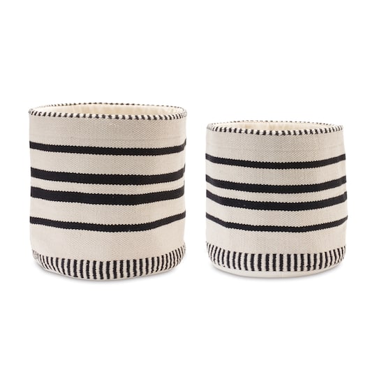 Black & White Striped Woven Cotton Basket Set By Melrose | Michaels®
